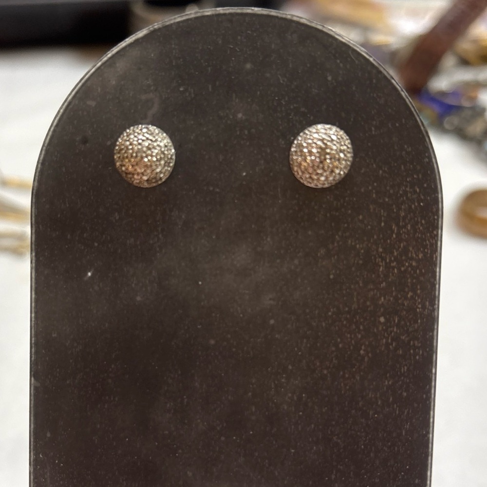 Designer RSE Sparkle Dome Stud 925 Genuine Diamond Chip